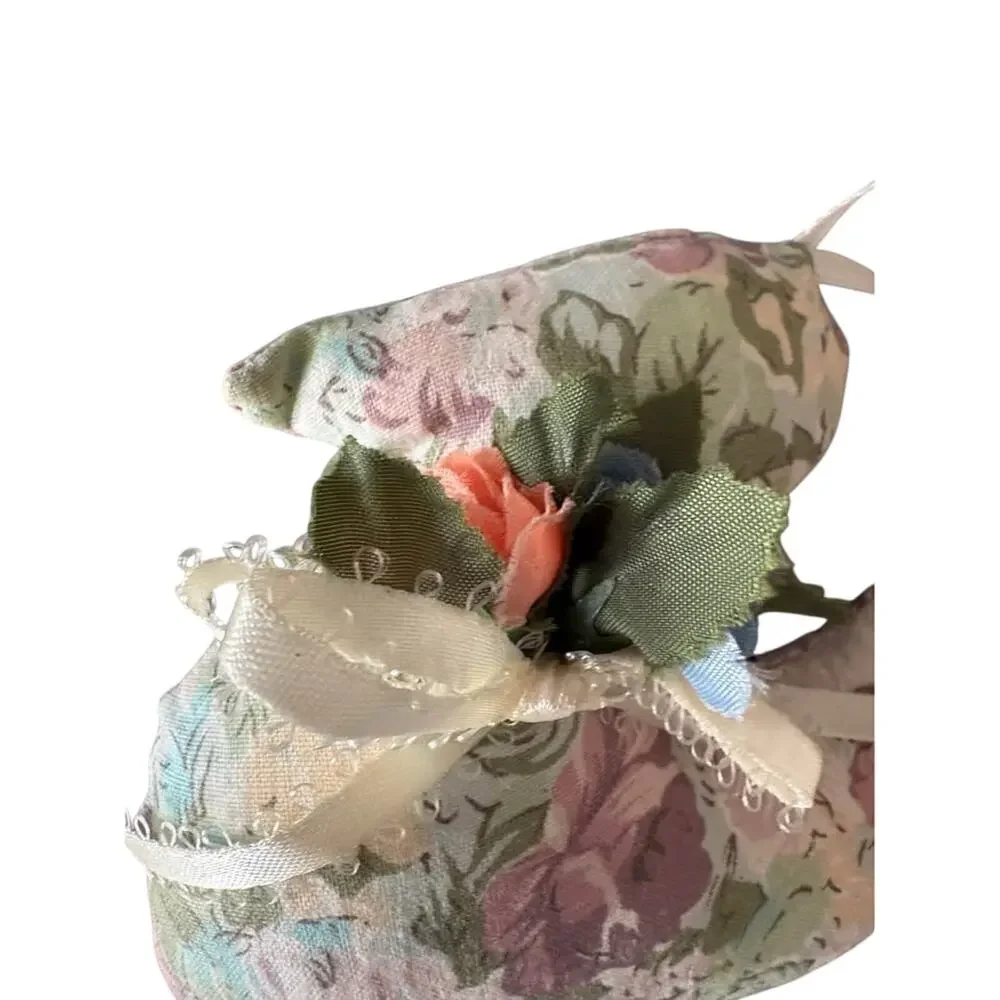 Vintage Handmade Floral Fabric Goose Duck Ornament Hanging Country